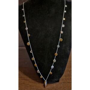 MARLYN SCHIFF Fashion Gold Silver Tone Disc Necklace 38" w/3" Extender